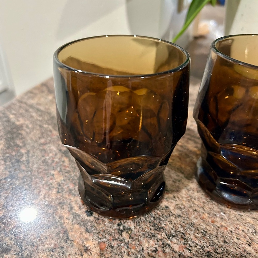 Vintage Set of two Viking Brown Glass Tumblers - Picture 2 of 8